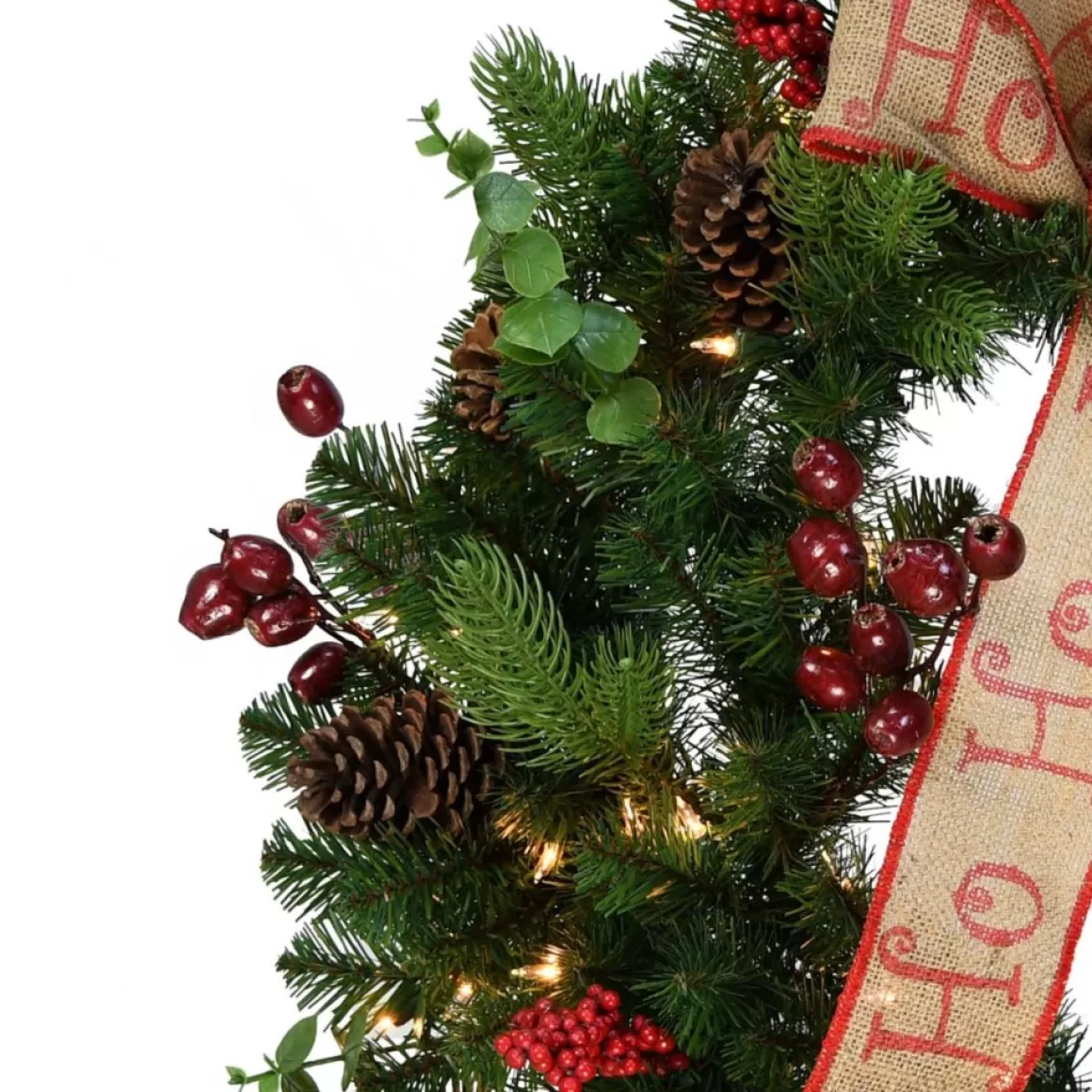 Puleo International 30" Premium Decorated Wreath - 70 Clear Lights