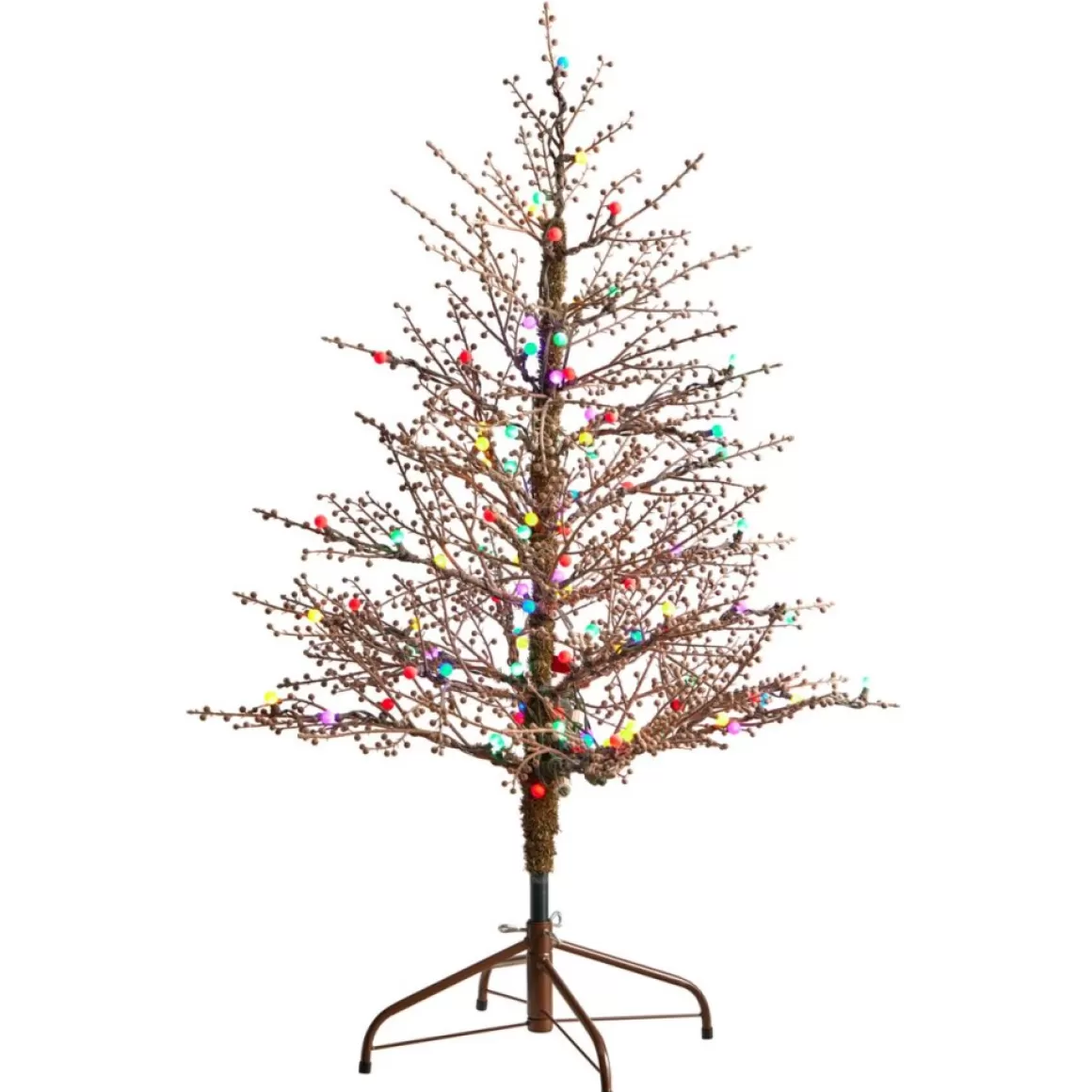 Nearly Natural 4' Frosted Berry Twig Christmas Tree With 100 Lights