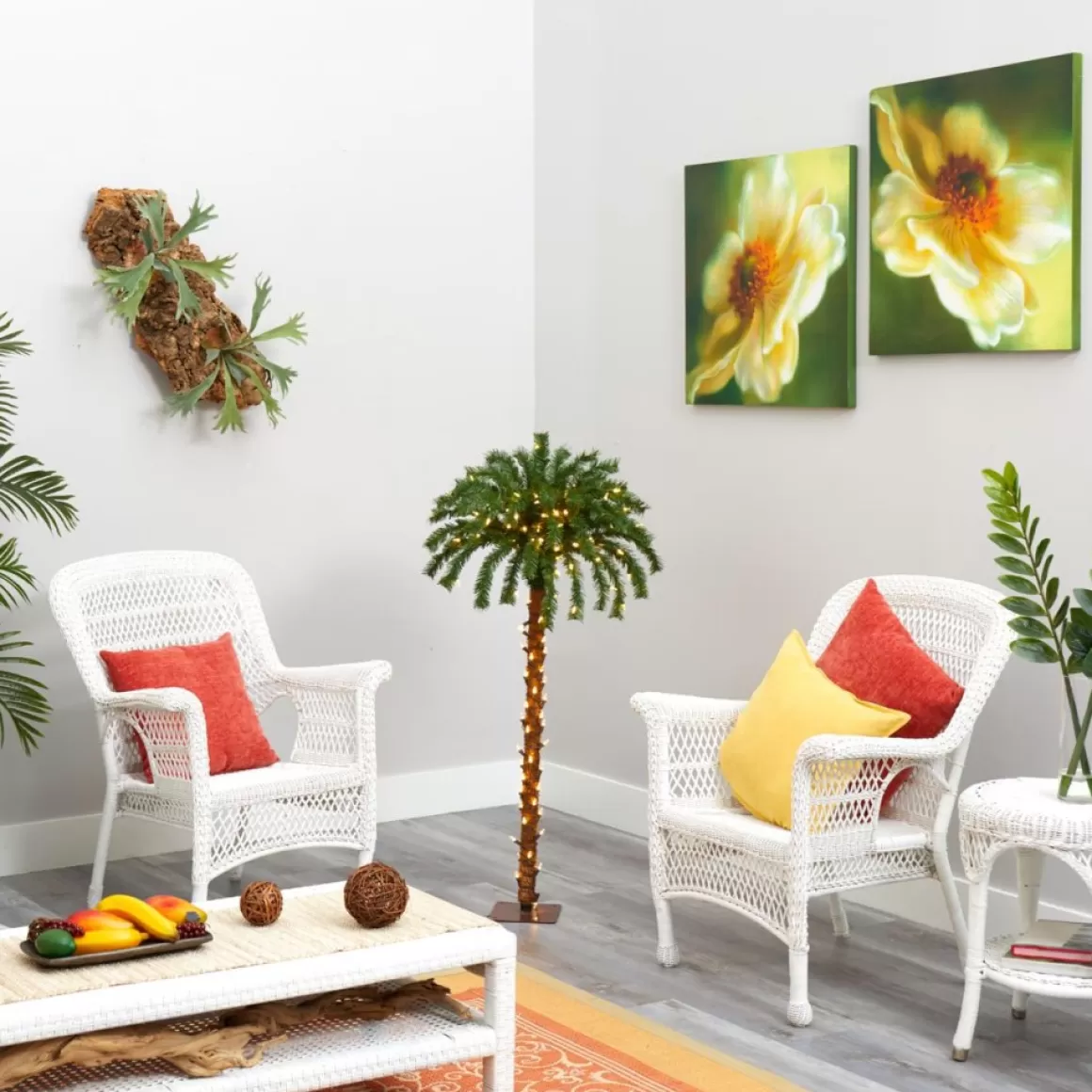 Nearly Natural 4 Ft. Christmas Palm Artificial Tree With 150 Warm White Led Lights