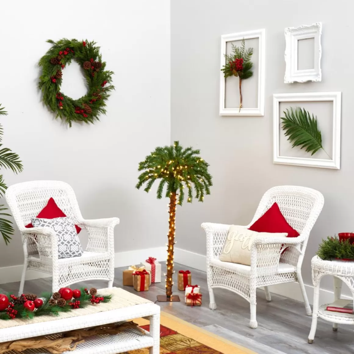 Nearly Natural 4 Ft. Christmas Palm Artificial Tree With 150 Warm White Led Lights