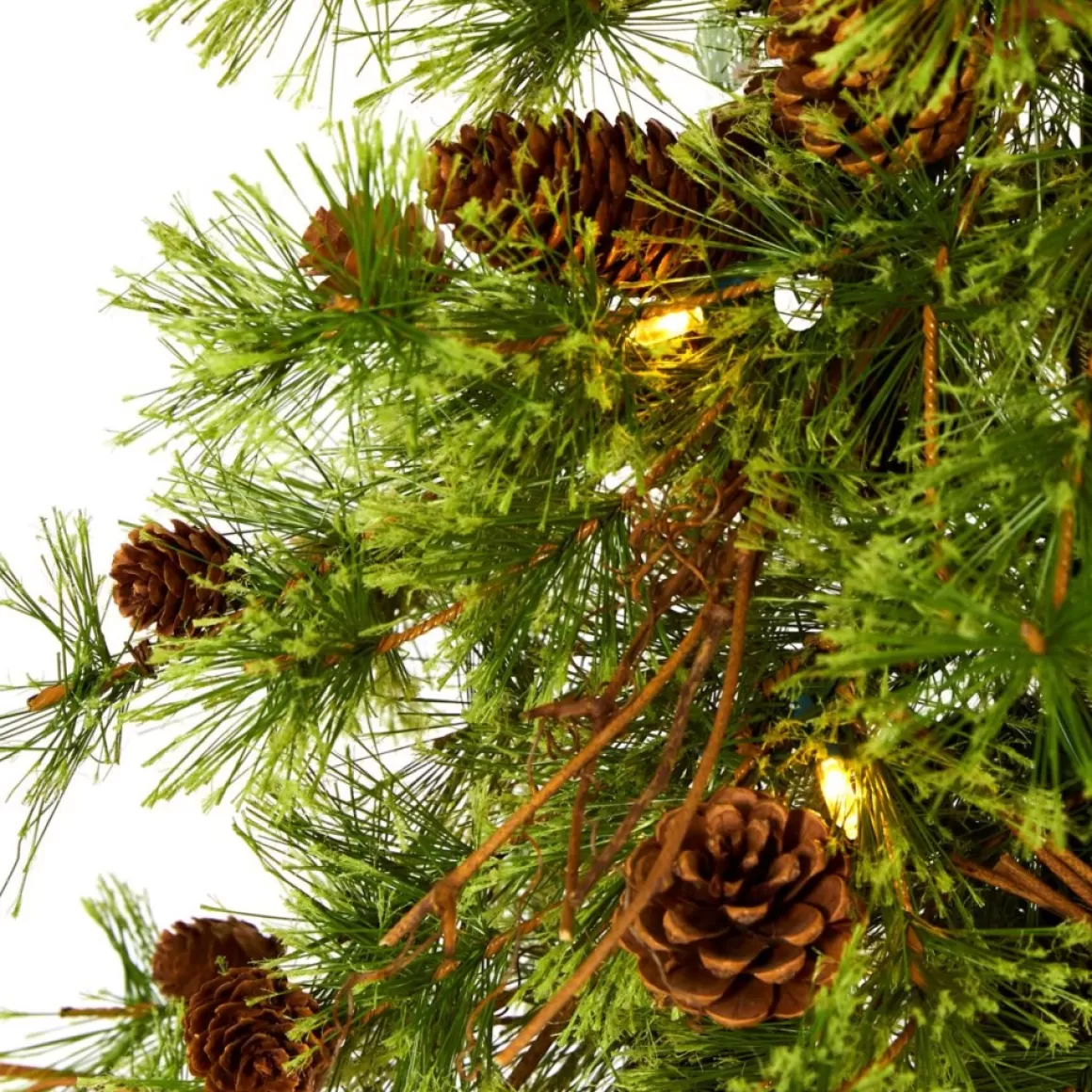 Nearly Natural 4' Wyoming Alpine Artificial Christmas Tree With 50 Clear Multifunction Led Lights And Pine Cones On