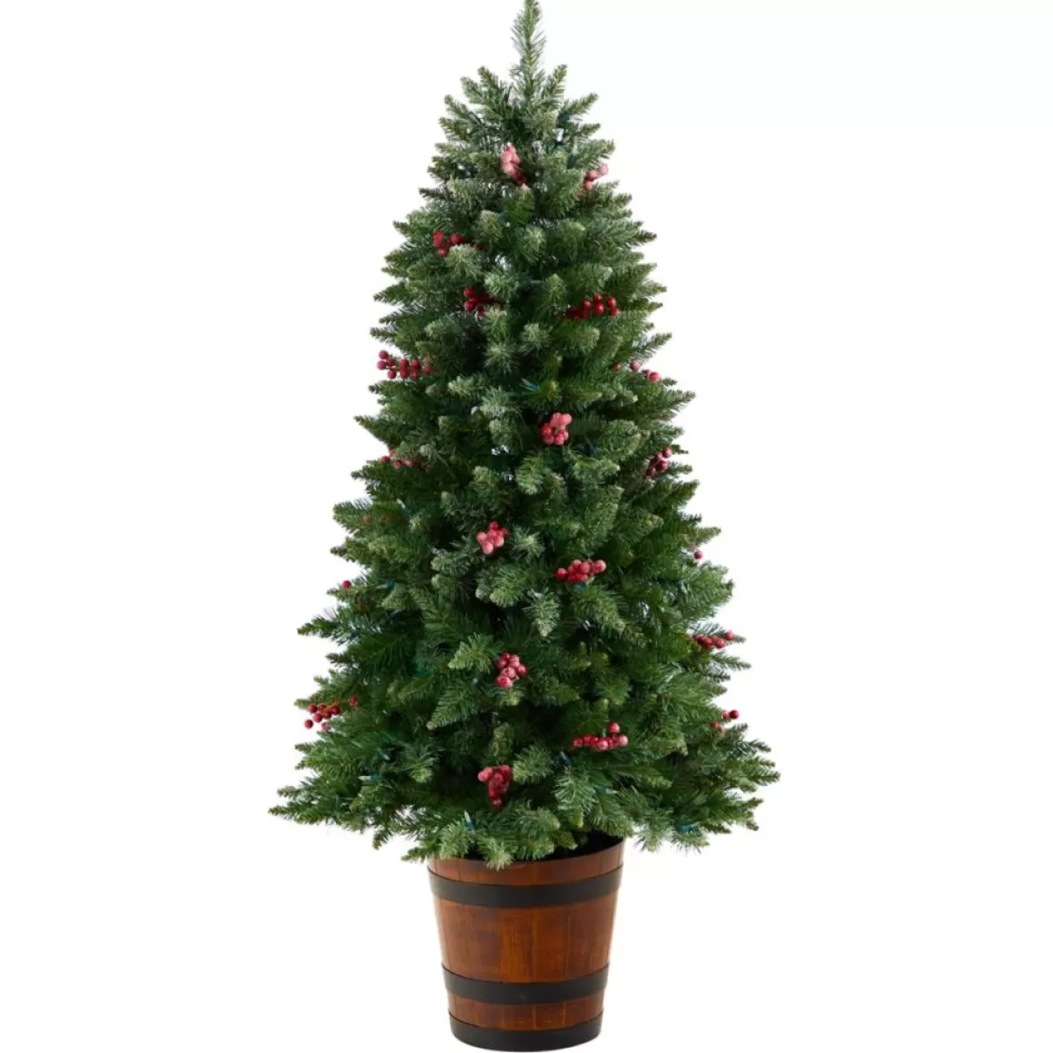Nearly Natural 5' Frosted Pre-Lit Porch Christmas Tree With 200 Led Lights
