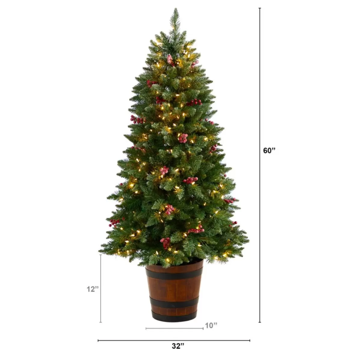 Nearly Natural 5' Frosted Pre-Lit Porch Christmas Tree With 200 Led Lights