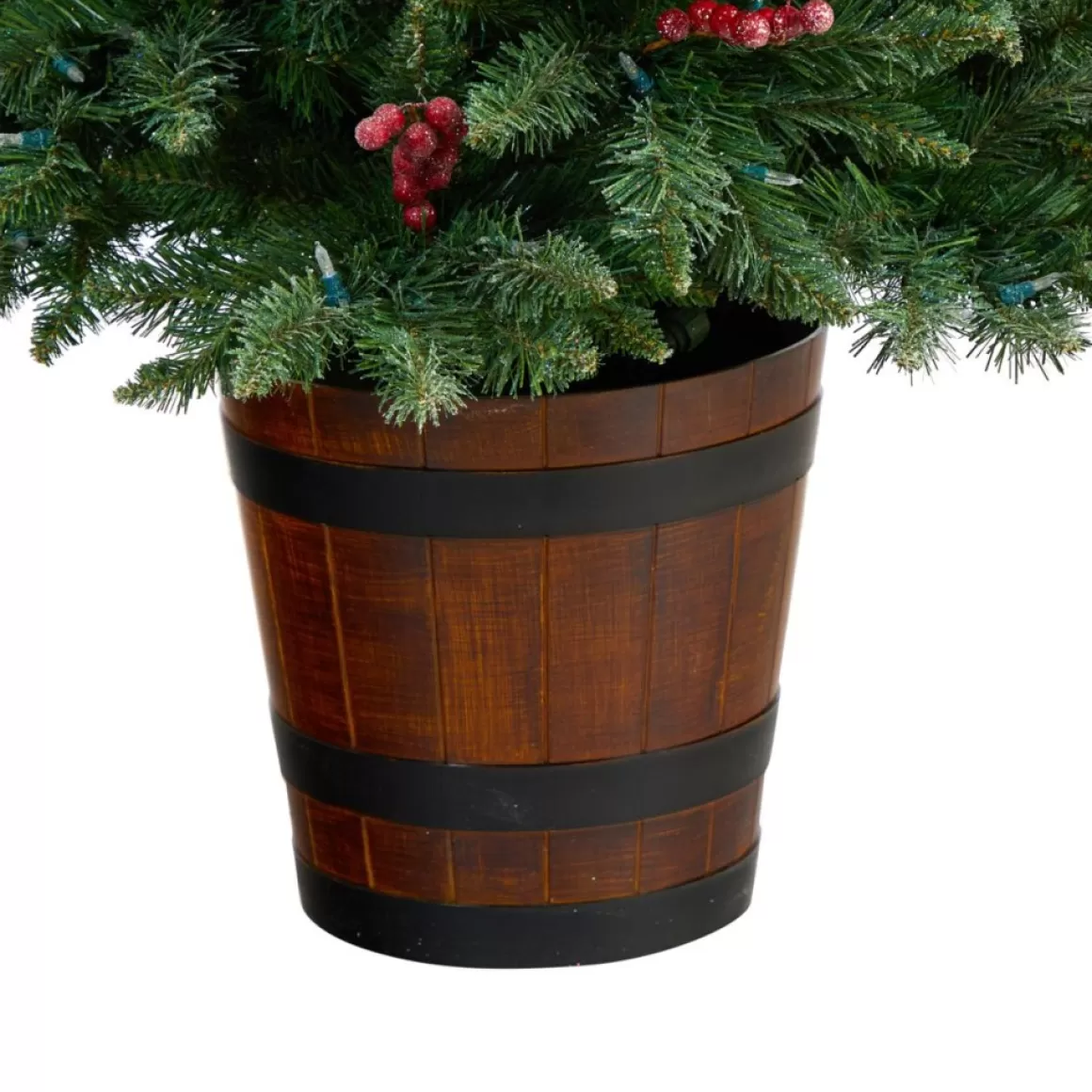 Nearly Natural 5' Frosted Pre-Lit Porch Christmas Tree With 200 Led Lights