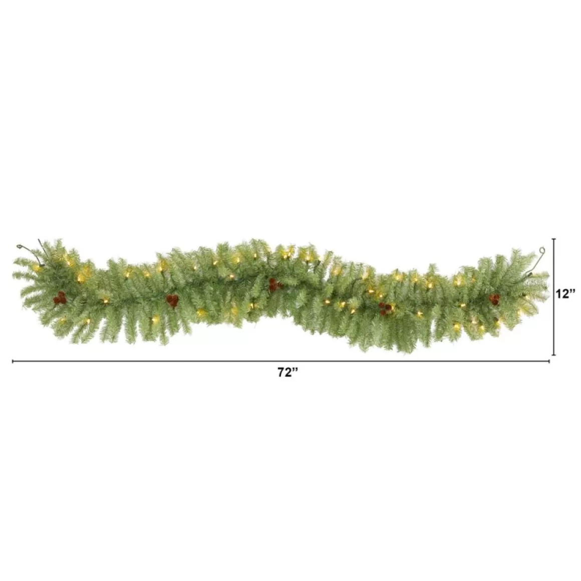 Nearly Natural 6' Christmas Pine Artificial Garland With 50 Warm White Led Lights And Pine Cones