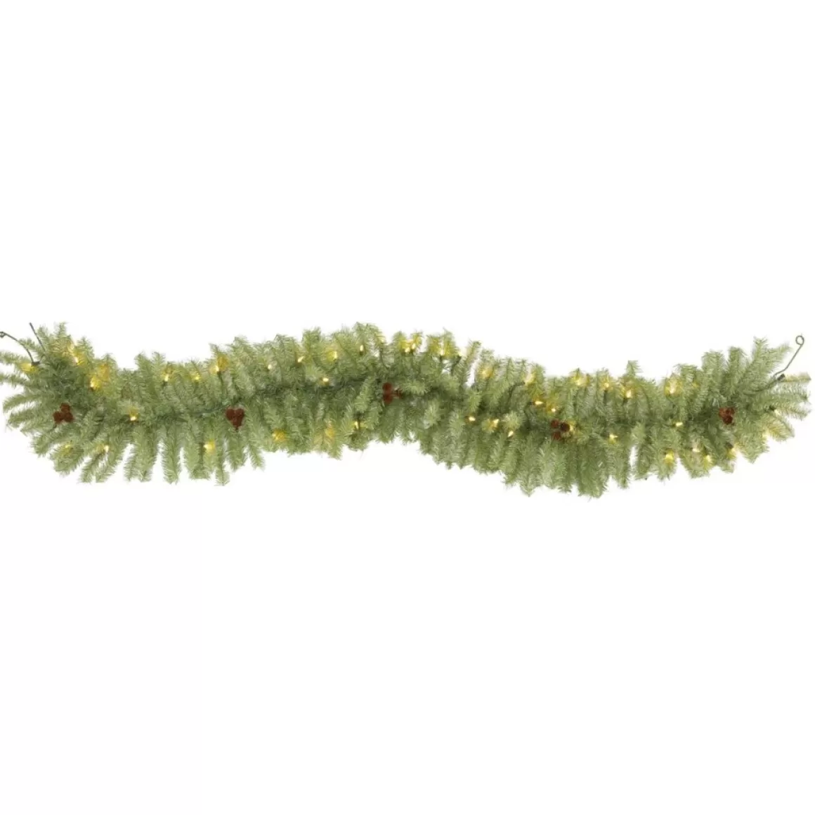 Nearly Natural 6' Christmas Pine Artificial Garland With 50 Warm White Led Lights And Pine Cones