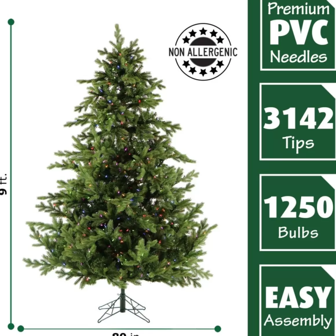 Fraiser Hill Farms 9-Ft. Foxtail Pine Christmas Tree With Multi-Color Led String Lighting