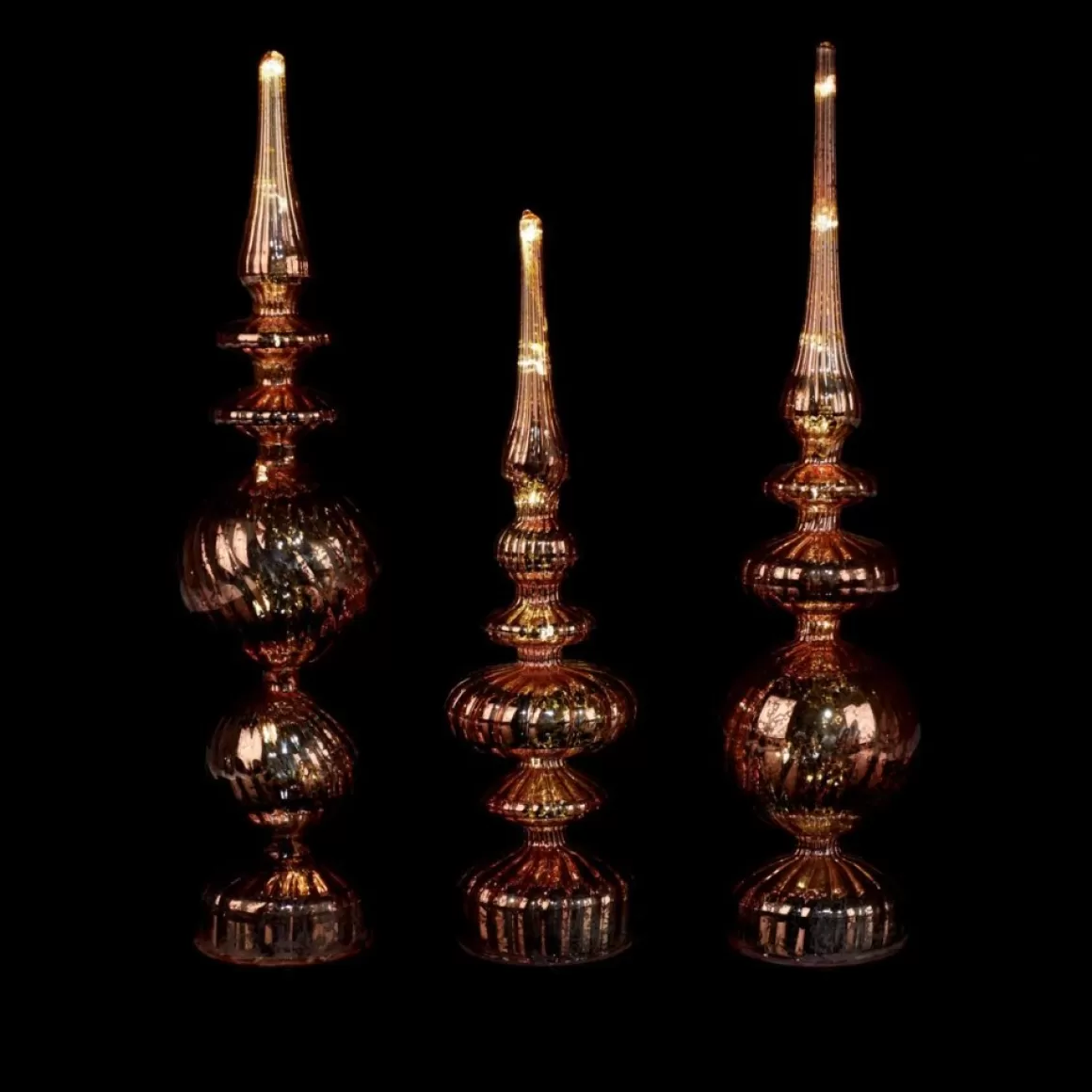 Alison at Home Illuminated Glass Finials With Timers 3-Piece Set