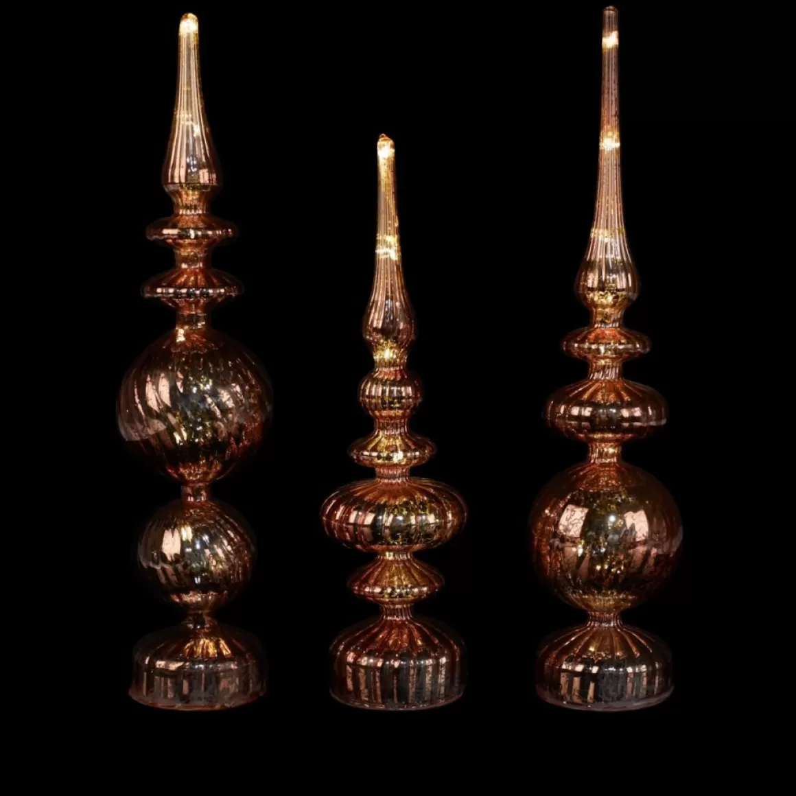 Alison at Home Illuminated Glass Finials With Timers 3-Piece Set