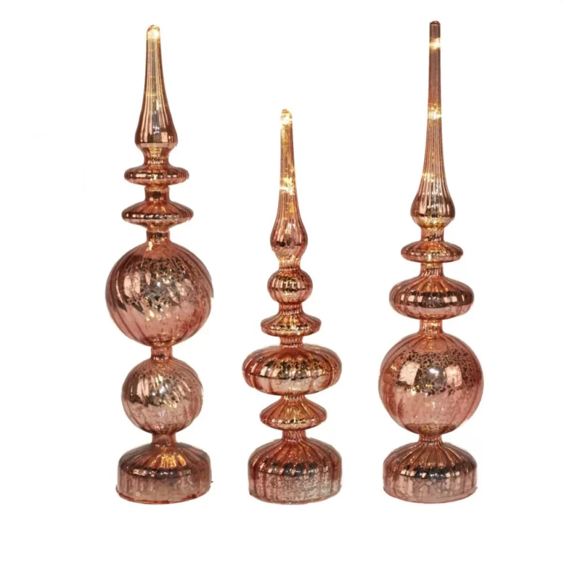 Alison at Home Illuminated Glass Finials With Timers 3-Piece Set