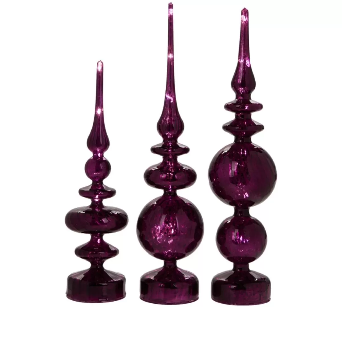 Alison at Home Illuminated Glass Finials With Timers 3-Piece Set