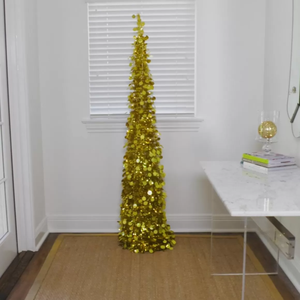 Winter Lane As Is 6' Illuminated Slim Tinsel Pop-Up Christmas Tree