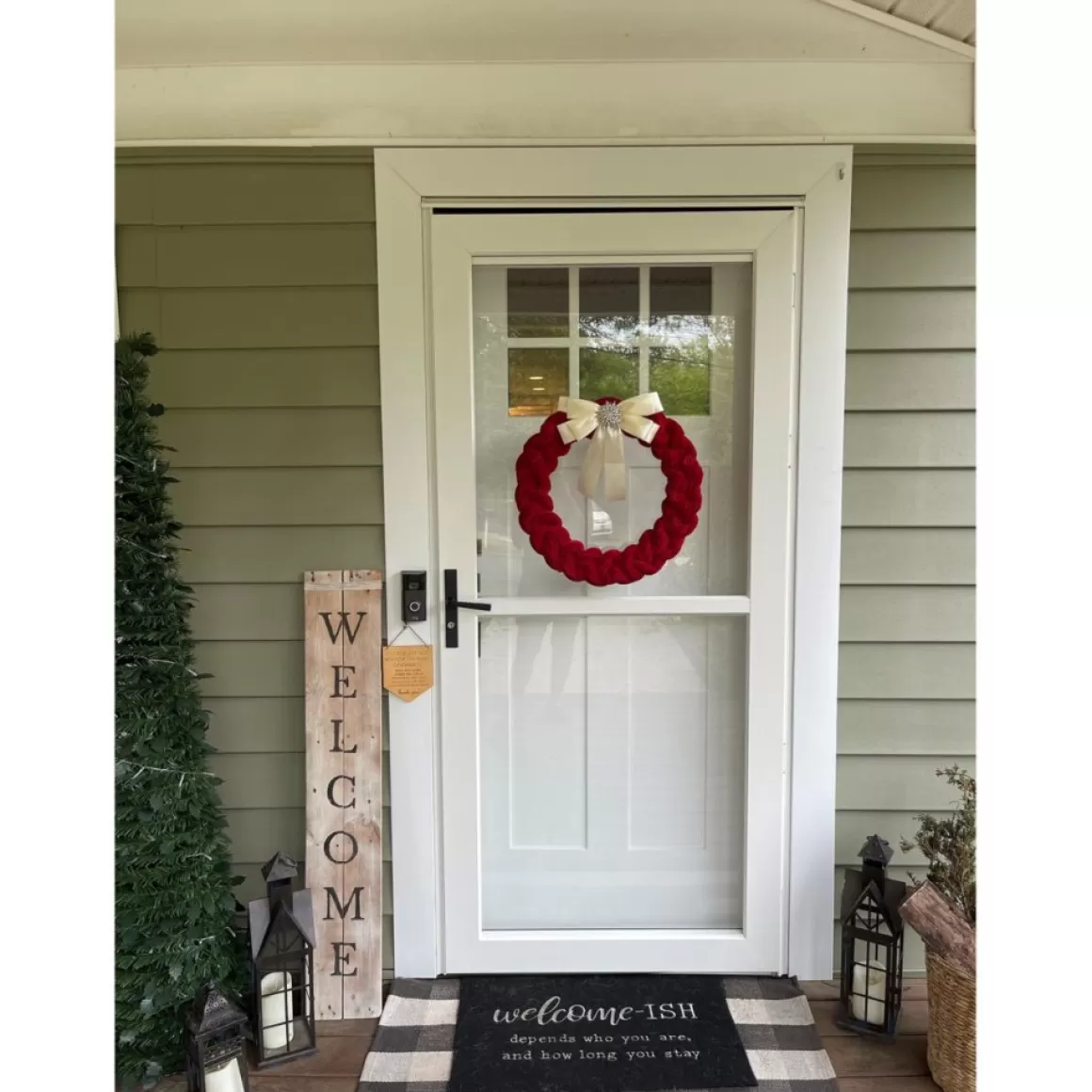august & leo 19" Braided Velvet Wreath With Jeweled Satin Bow
