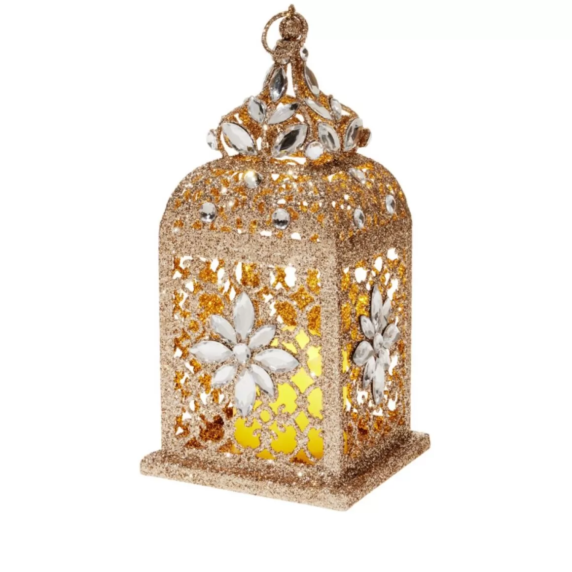 august & leo 9.75" Jeweled Ornate Lantern With Candle