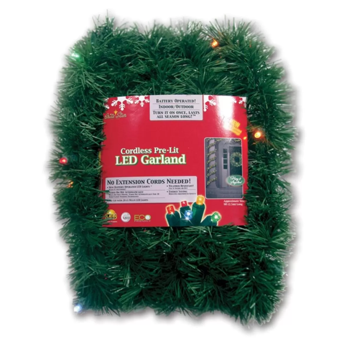 Brite Star Battery-Operated 18' Multicolored 35-Led Pine Garland