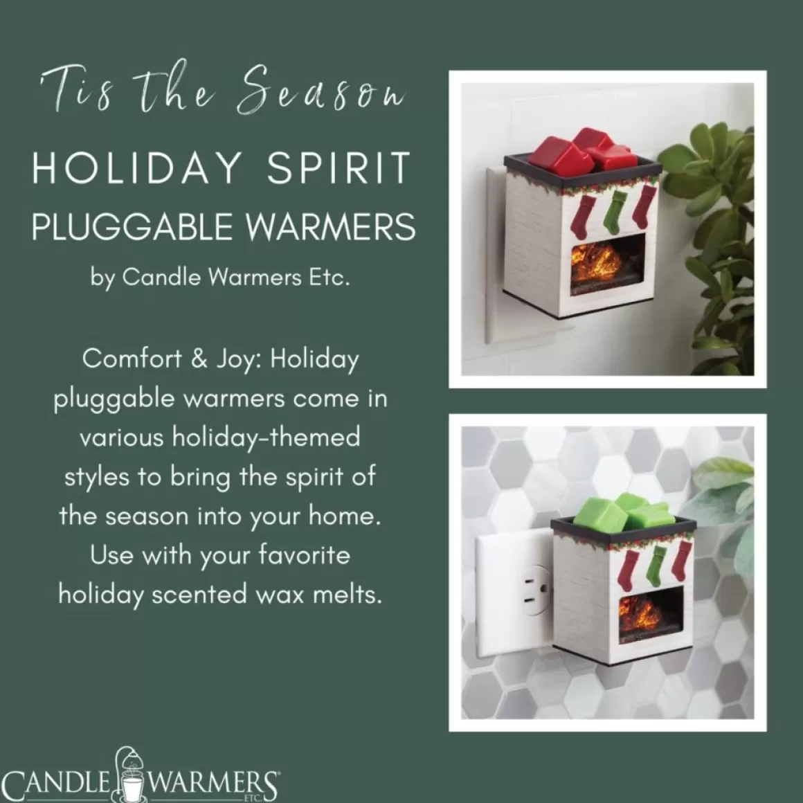 Candle Warmers Etc Holiday Fireplace Pluggable Fragrance Warmer