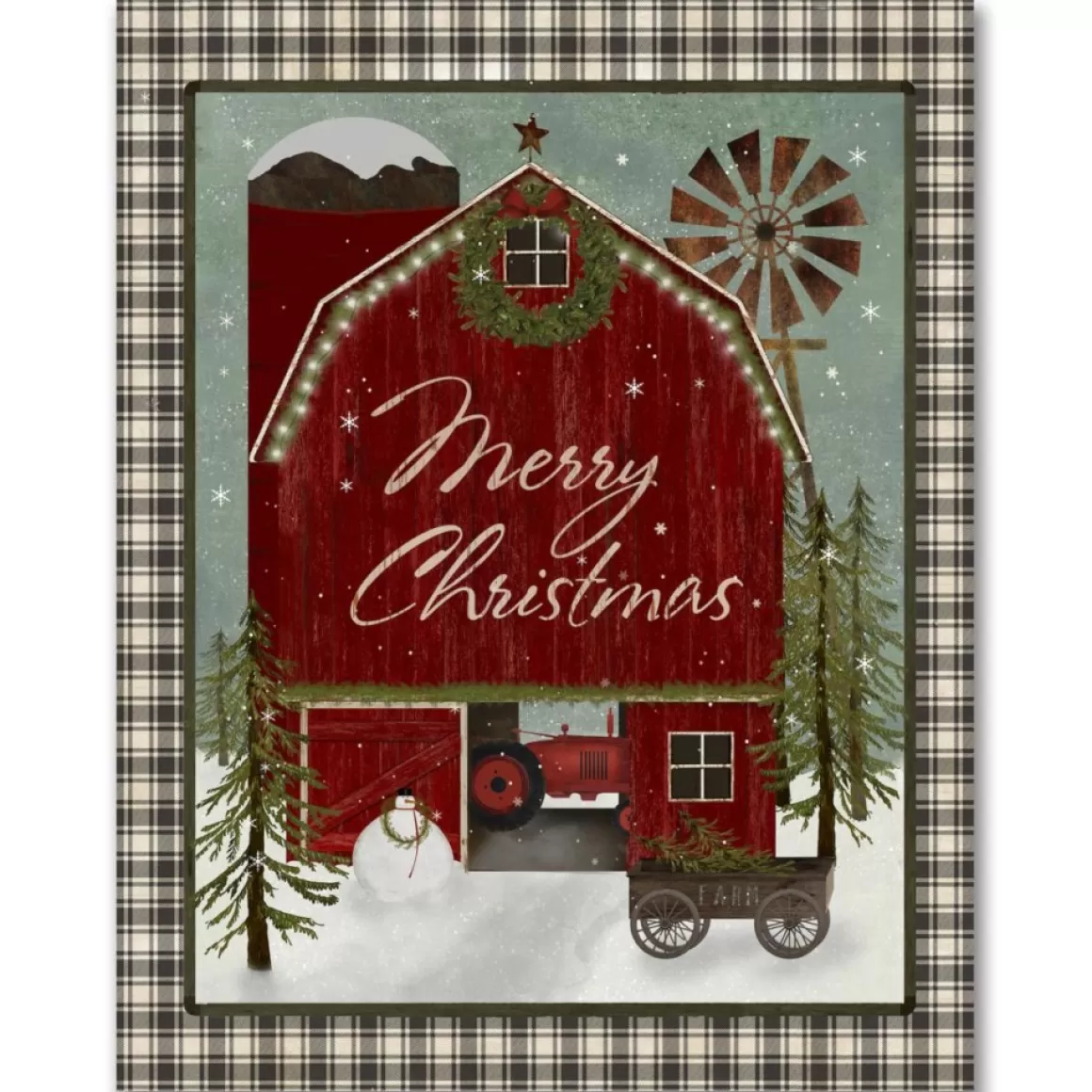 Courtside Market Barn Christmas Farm Canvas Wall Art
