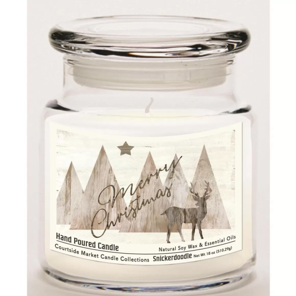 Courtside Market Candle W/ Essential Oils + Lid - Merry Christmas Deer