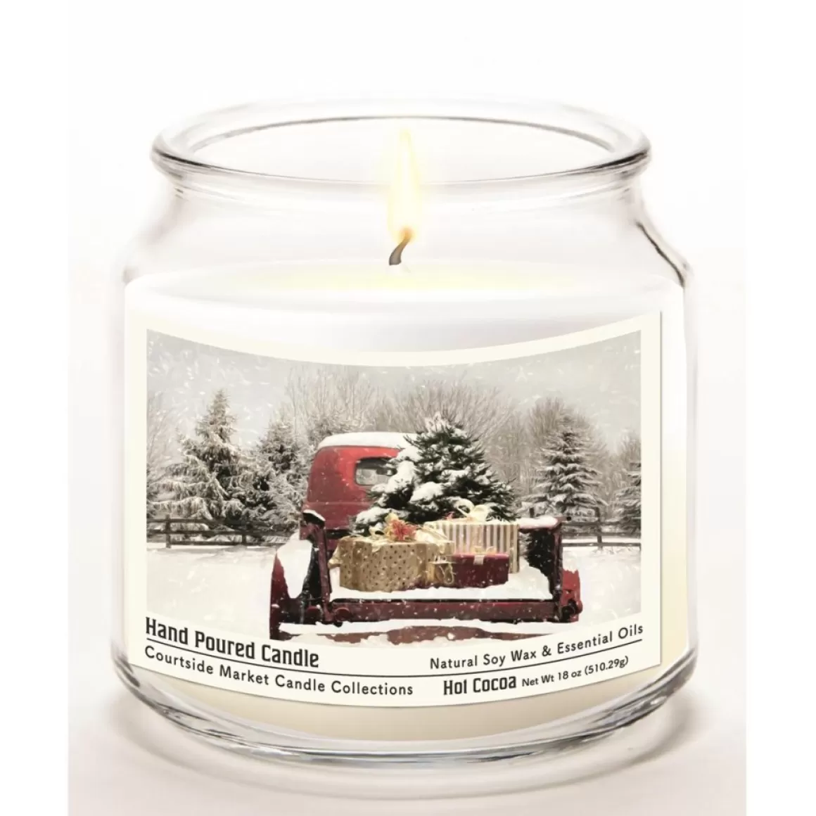 Courtside Market Candle W/ Essential Oils + Lid - Red Christmas Truck