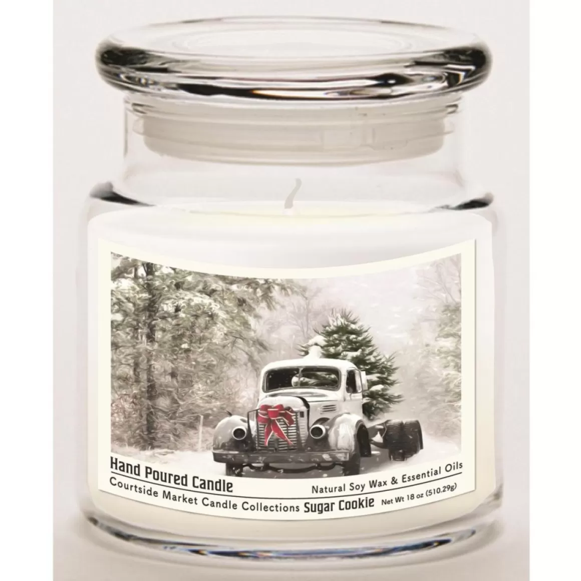 Courtside Market Candle W/ Essential Oils + Lid- Snowy Christmas Truck