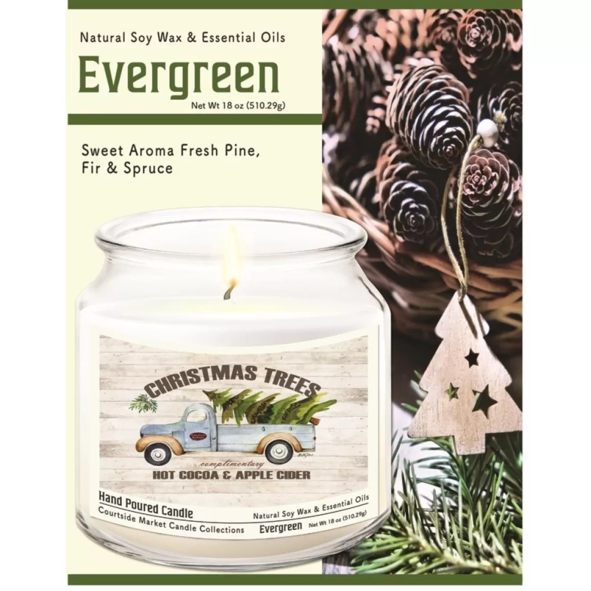 Courtside Market Candle W/Essential Oils + Lid-Christmas Trees All Day