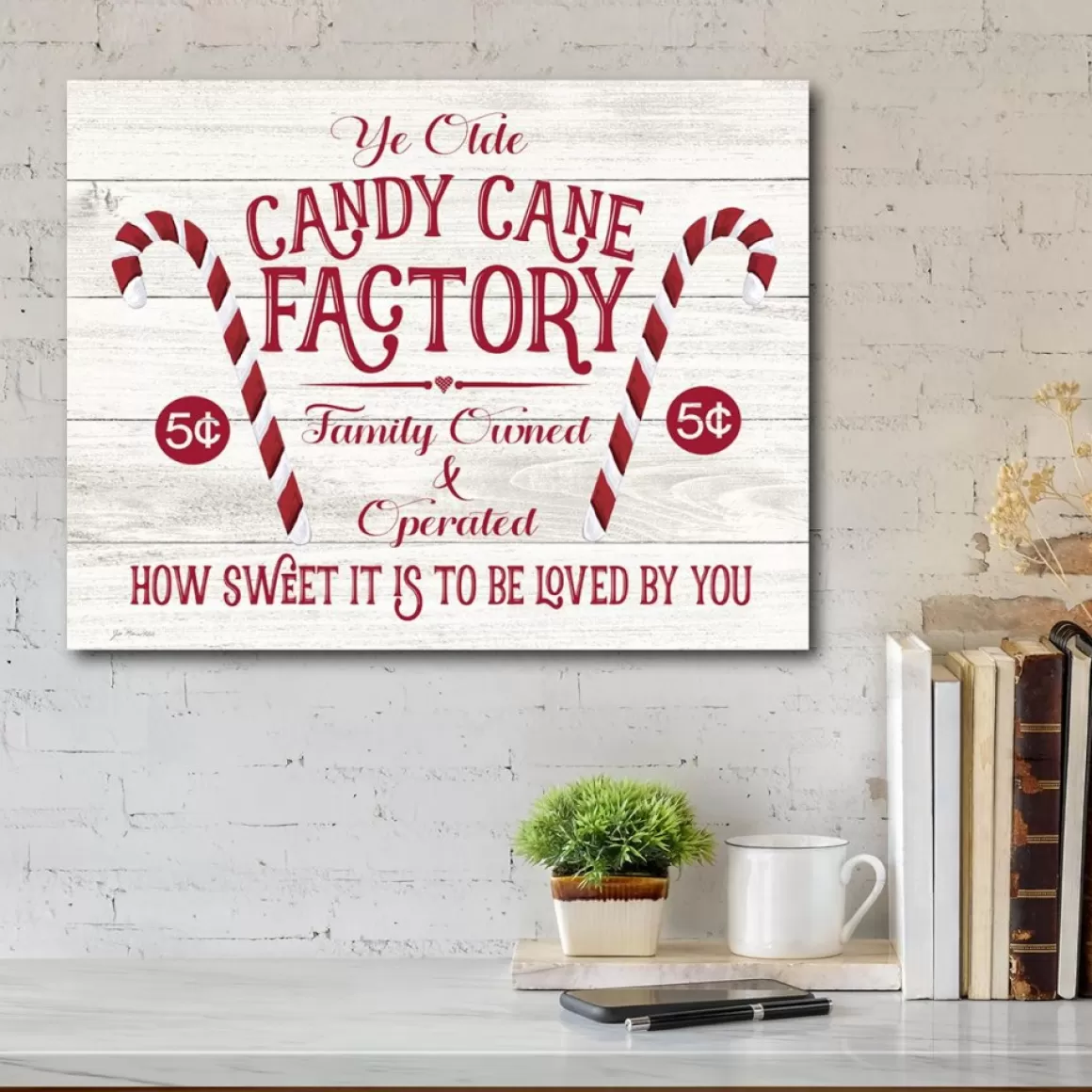 Courtside Market Candy Cane Factory 10.5" X 14" Wood Art