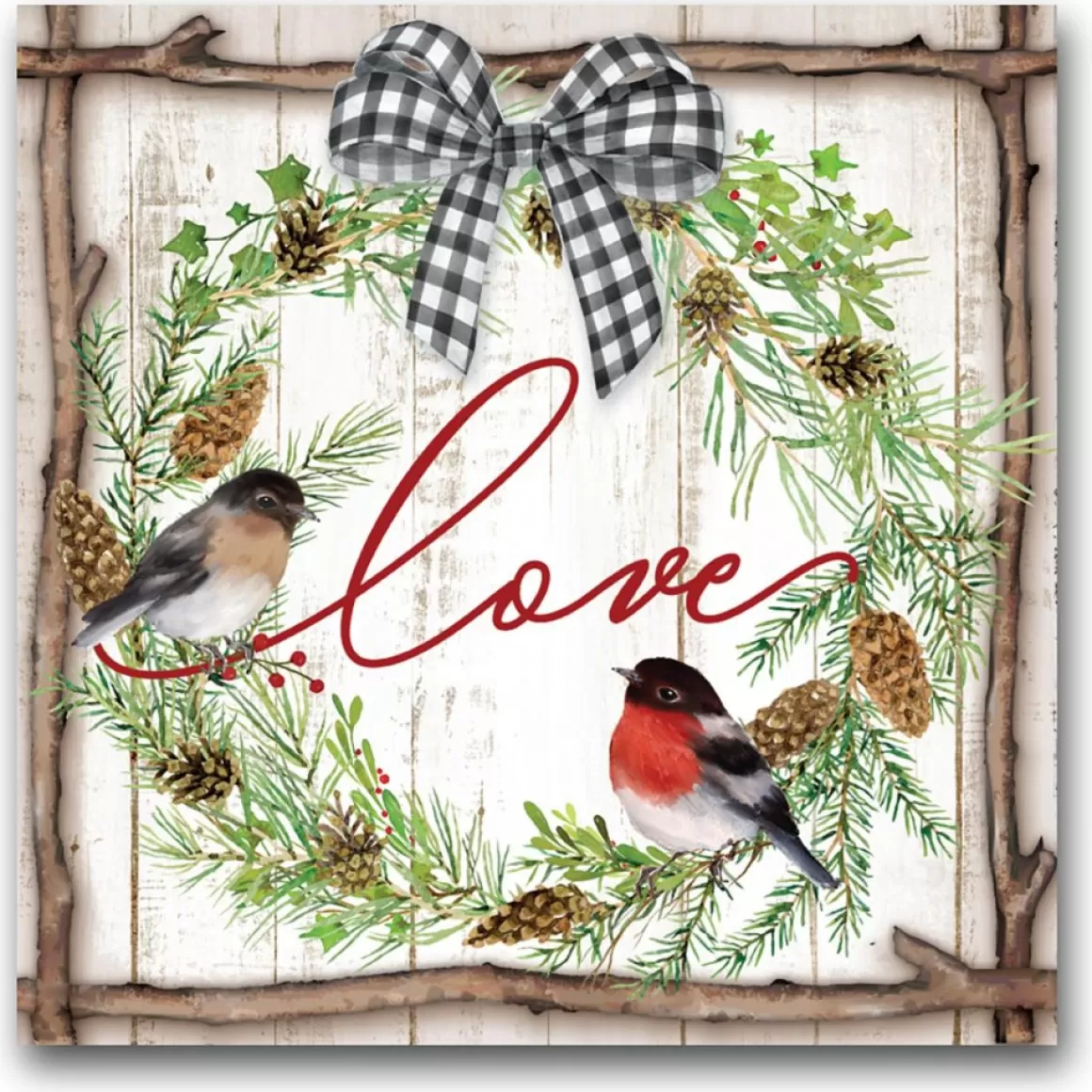 Courtside Market Canvas Wall Art - Love Pinecone Wreath, 16" X 16"