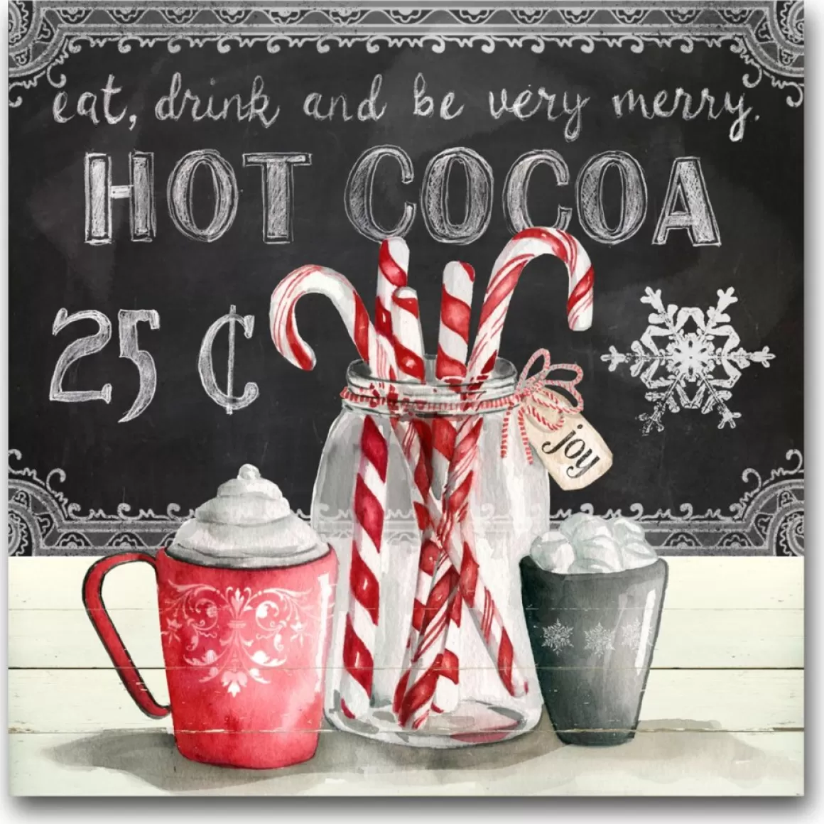 Courtside Market Canvas Wall Art - Peppermint Cocoa, 16" X 16"