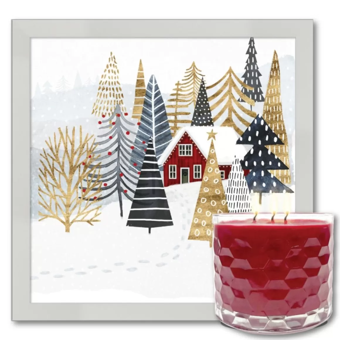 Courtside Market Christmas Chalet Artboard & 13.5 Oz. 3-Wick Candle