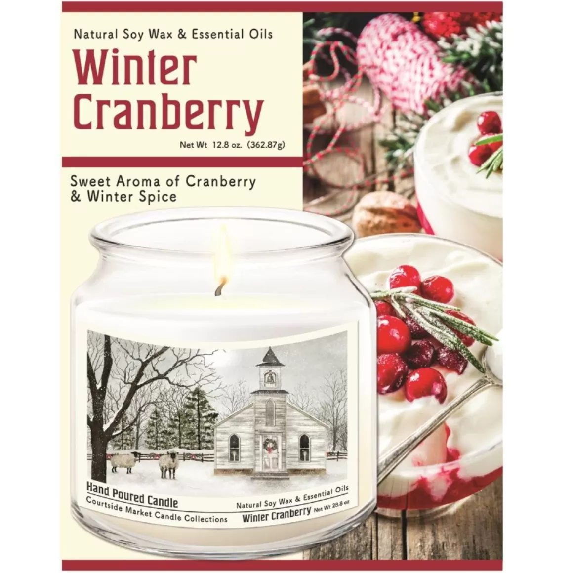 Courtside Market Christmas Chapel Infused Wax Candle With Silver Lid