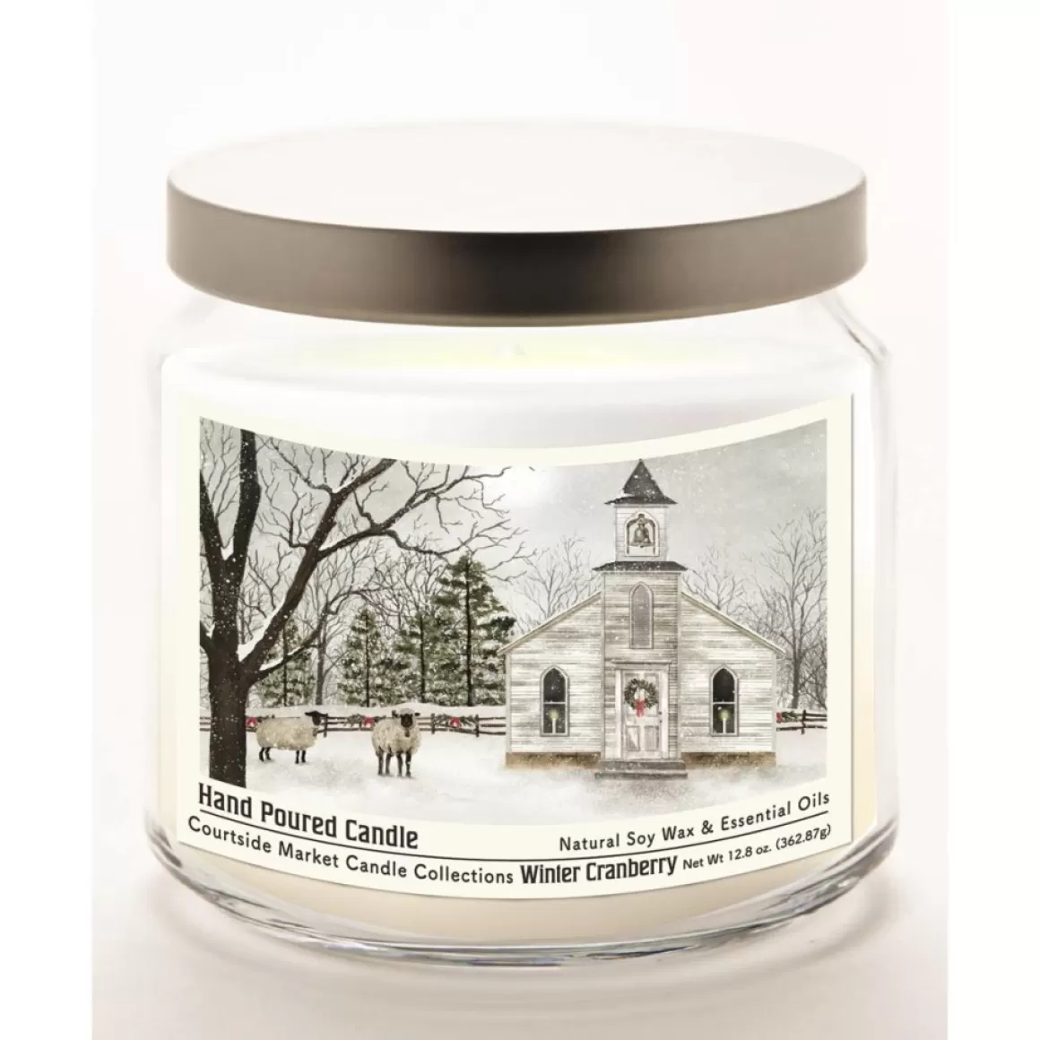 Courtside Market Christmas Chapel Infused Wax Candle With Silver Lid