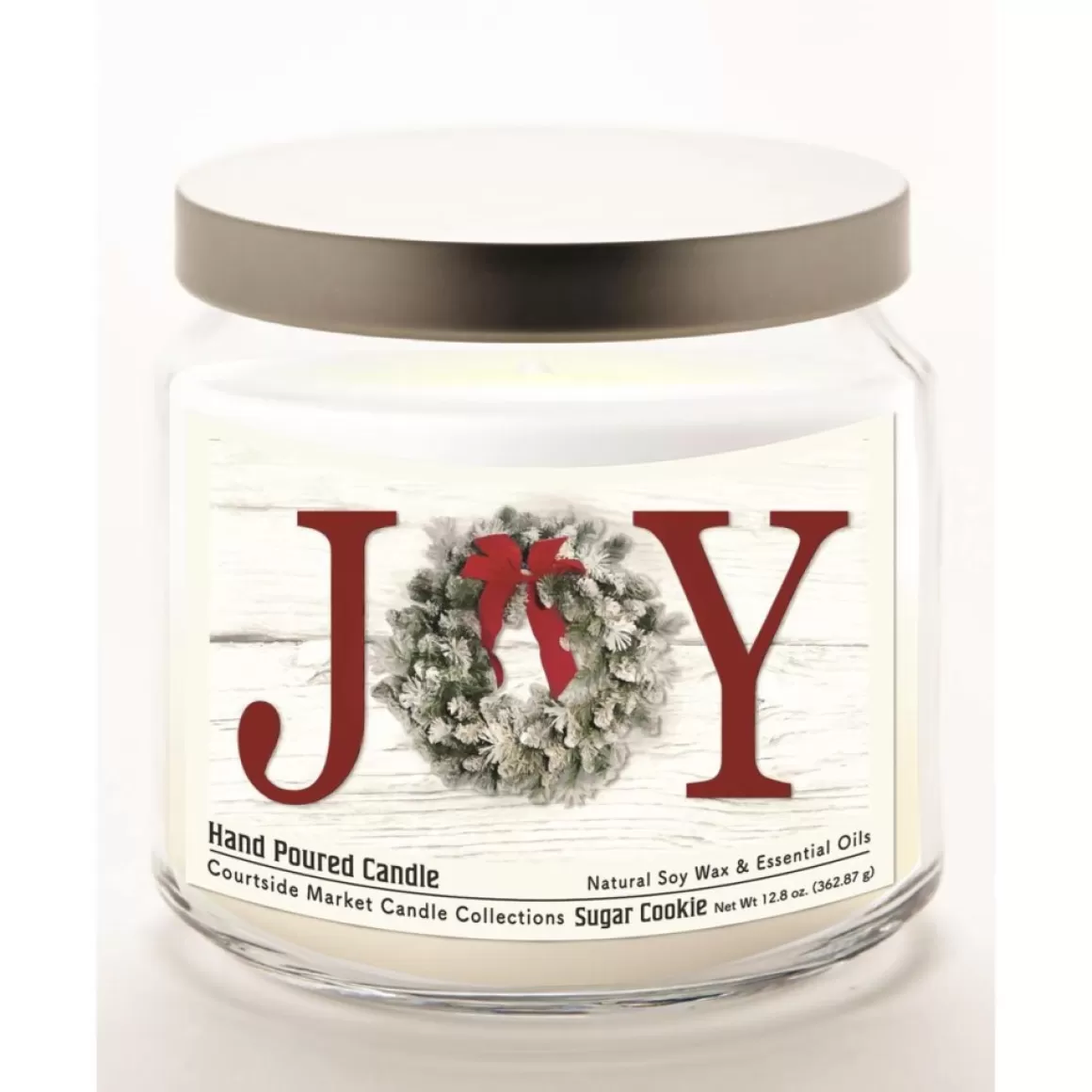 Courtside Market Christmas Joy Candle Glass Jar With Silver Lid