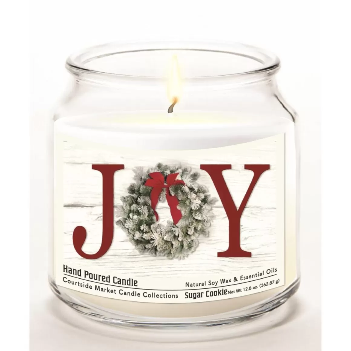 Courtside Market Christmas Joy Candle Glass Jar With Silver Lid