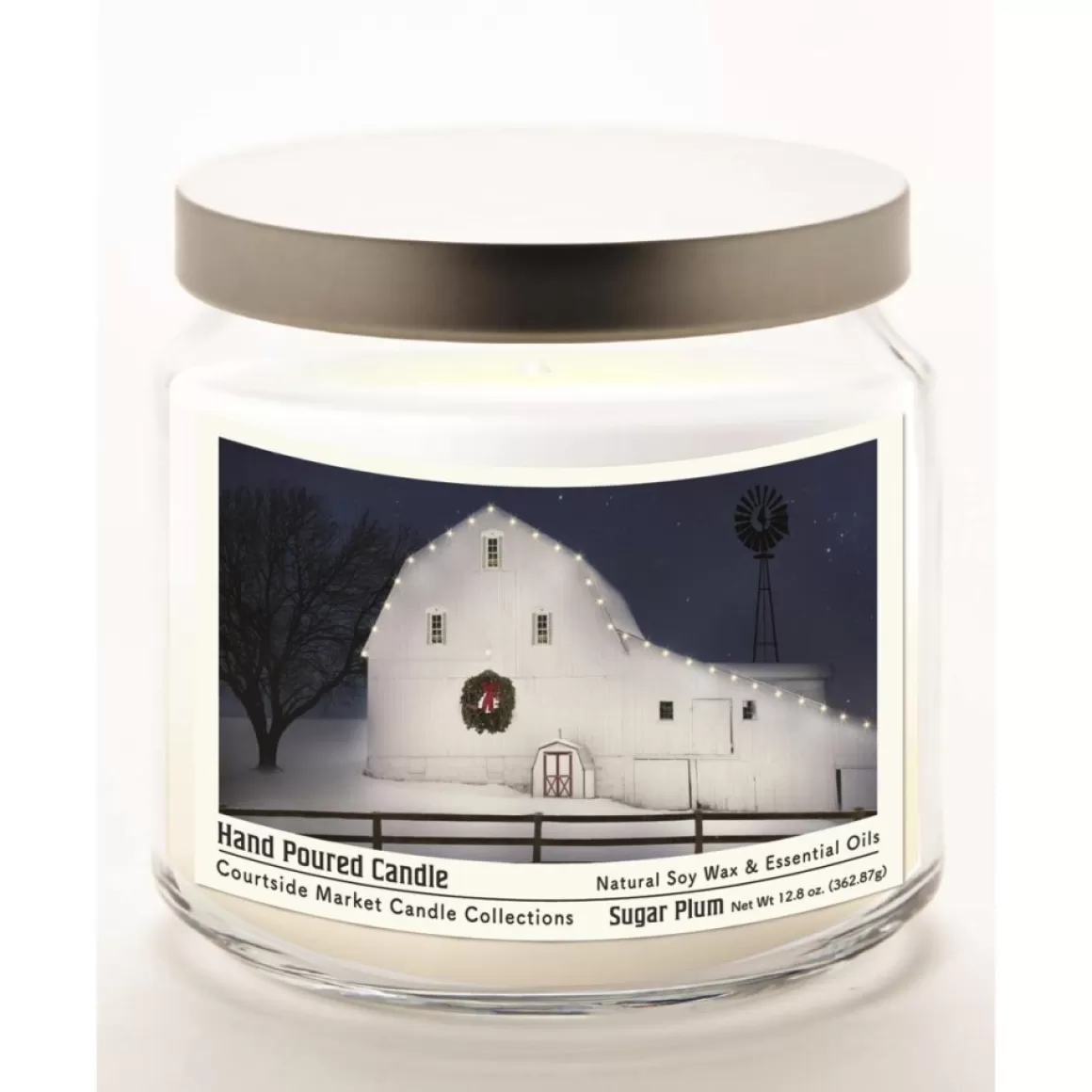 Courtside Market Christmas Night Candle Glass Jar With Silver Lid