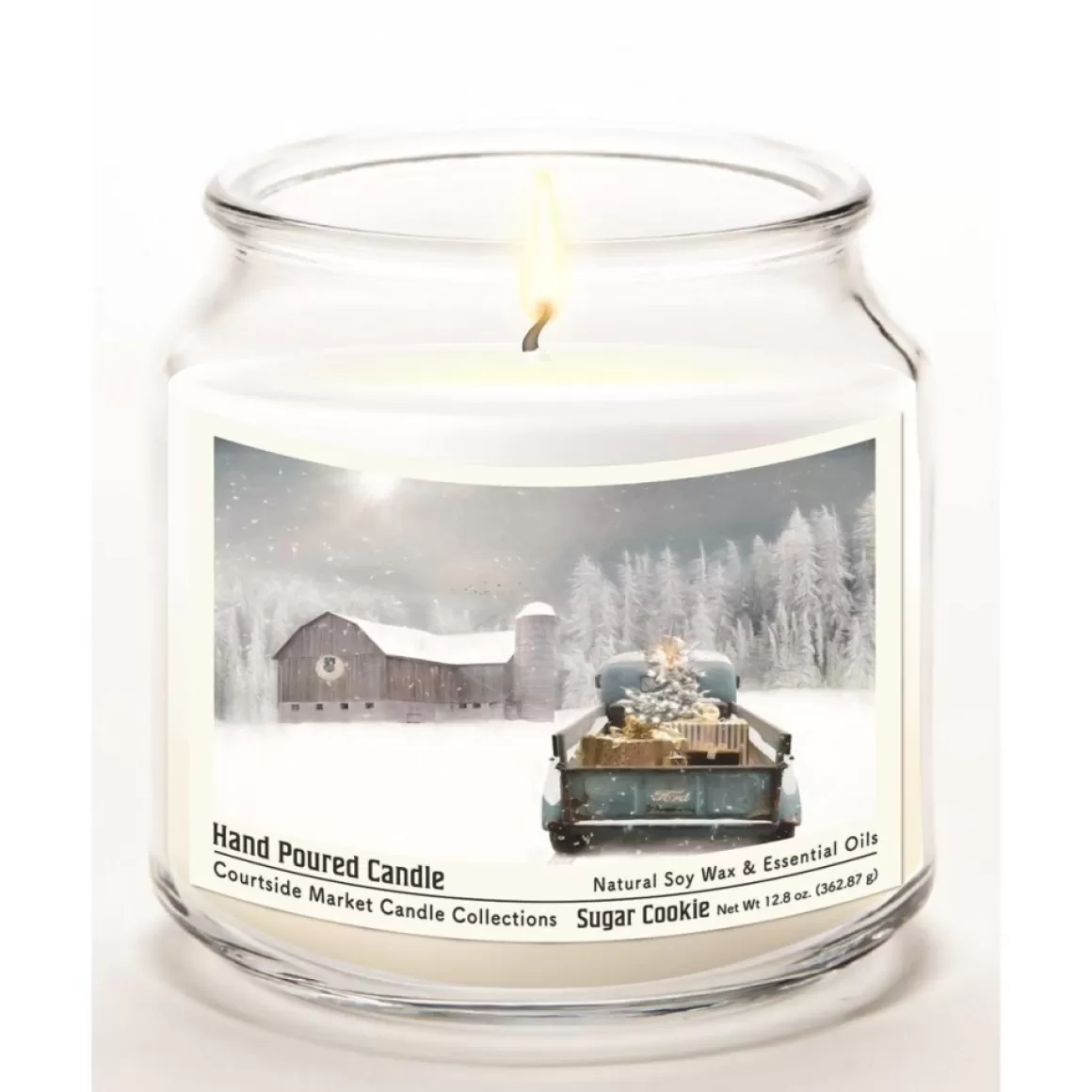 Courtside Market Christmas Pick-Up Truck Wax Candle With Silver Lid