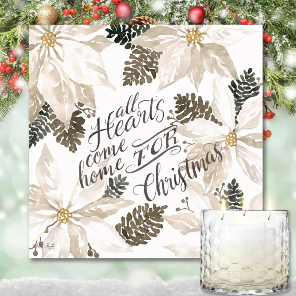 Courtside Market Come Home For Xmas Artboard & 13.5 Oz. 3-Wick Candle