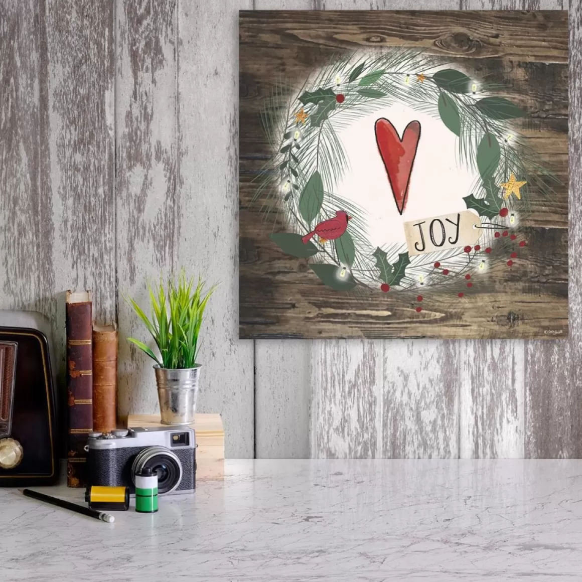 Courtside Market Holiday Love 14X14 Wood Art