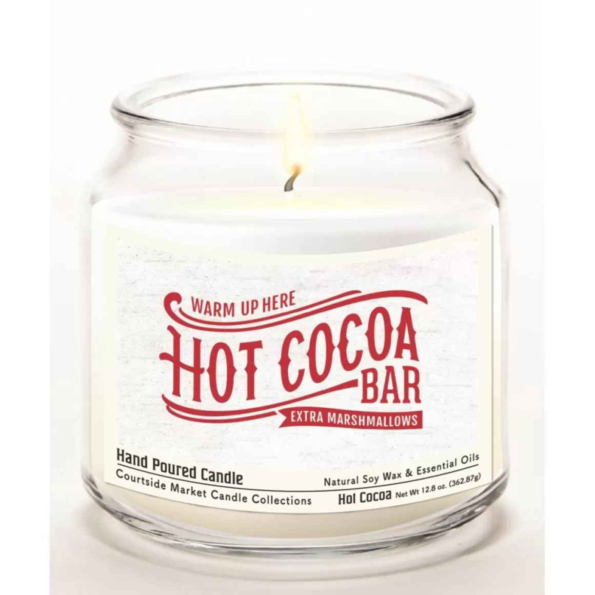 Courtside Market Hot Cocoa Bar Wax Candle In Glass Jar With Silver Lid