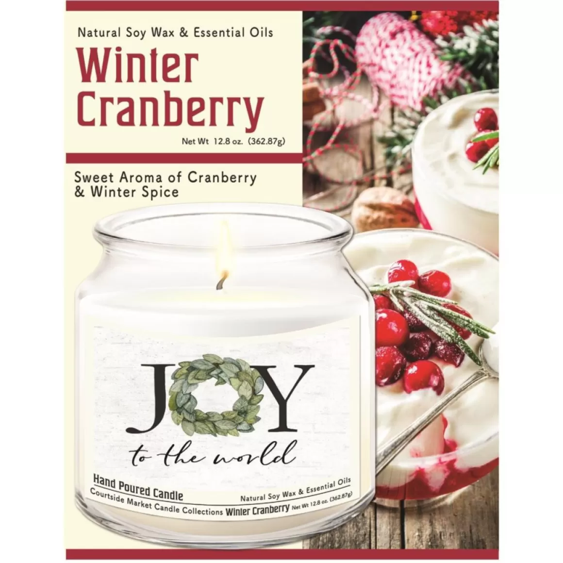 Courtside Market Joy To The World Candle In Glass Jar With Silver Lid