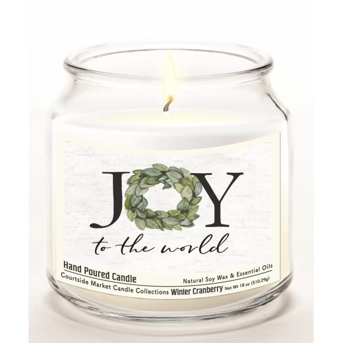 Courtside Market Joy To The World Soy Wax Candle In Glass Jar With Lid