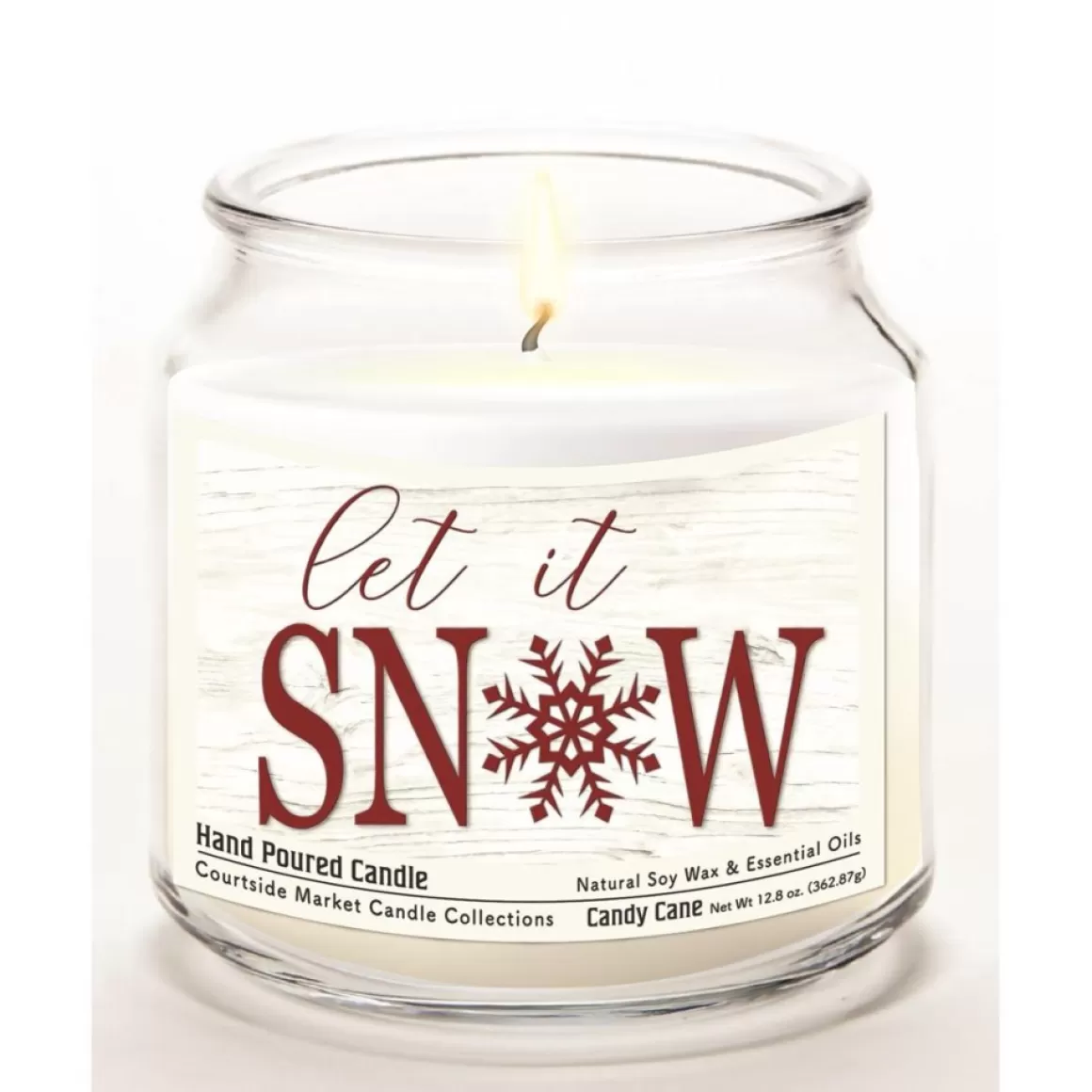 Courtside Market Let It Snow Candle Glass Jar With Brushed Silver Lid