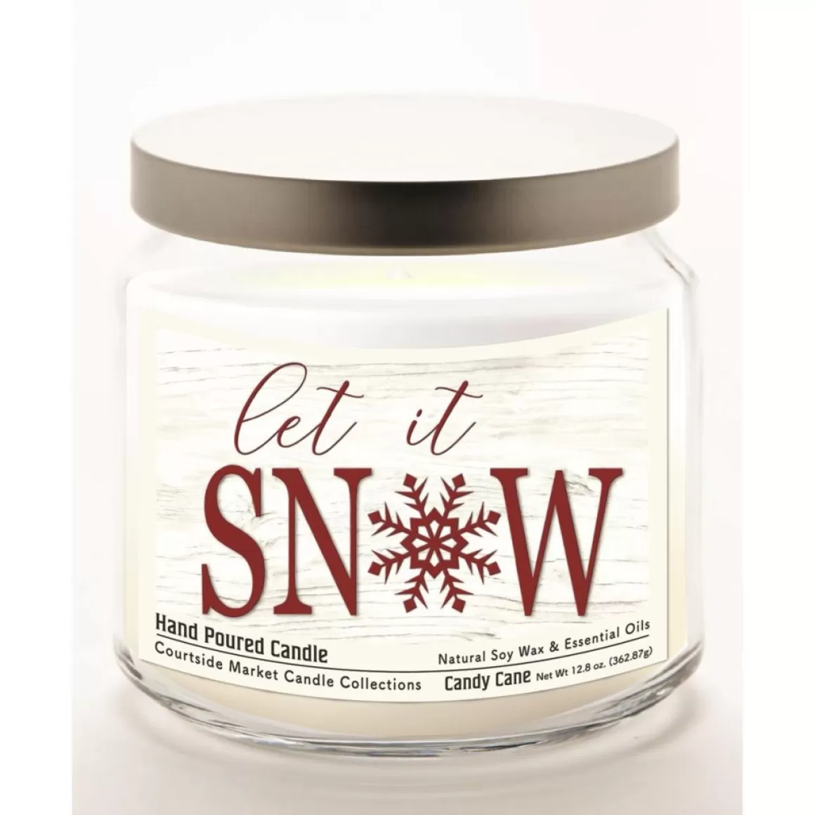Courtside Market Let It Snow Candle Glass Jar With Brushed Silver Lid