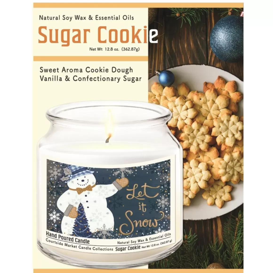 Courtside Market Let It Snow Infused Soy Candle In Glass Jar With Lid