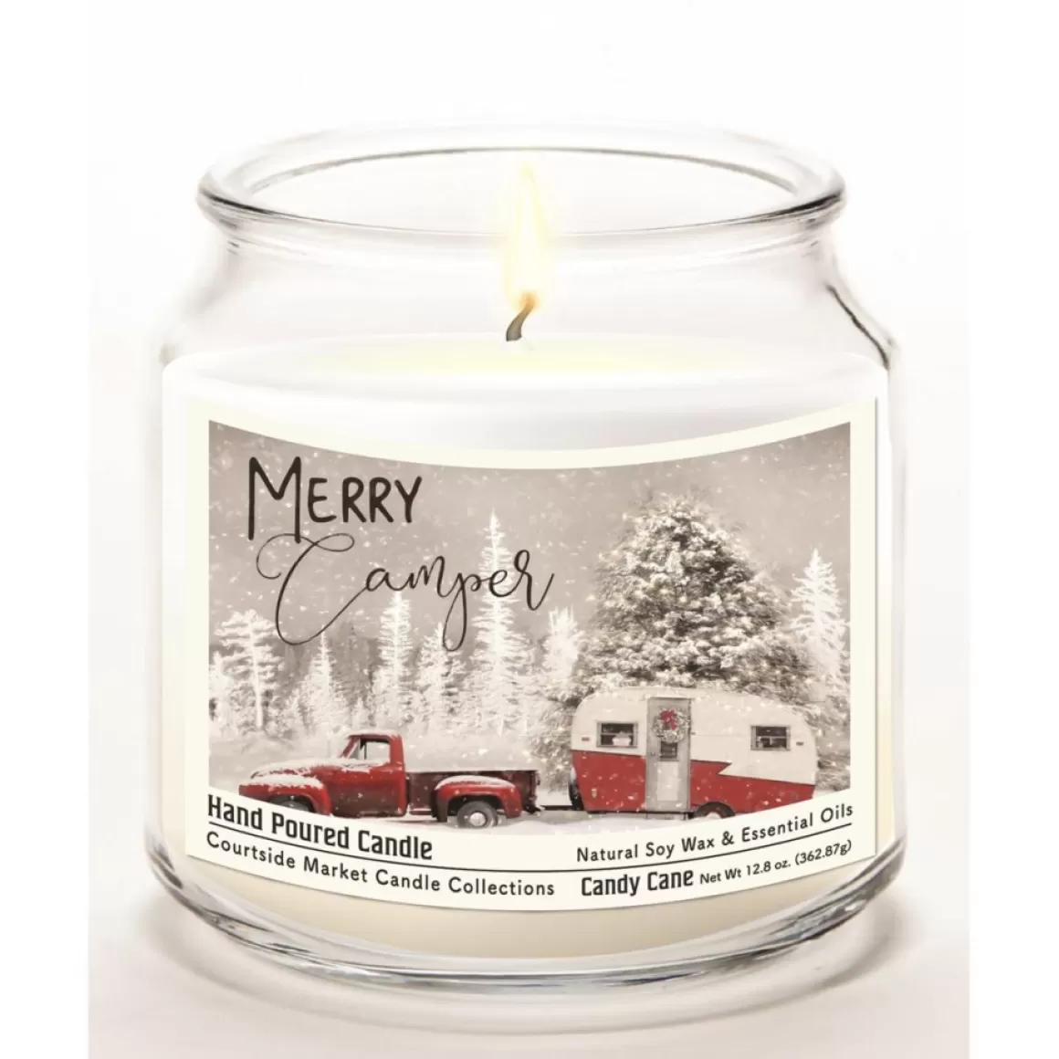 Courtside Market Merry Camper Infused Soy Candle In Glass Jar With Lid