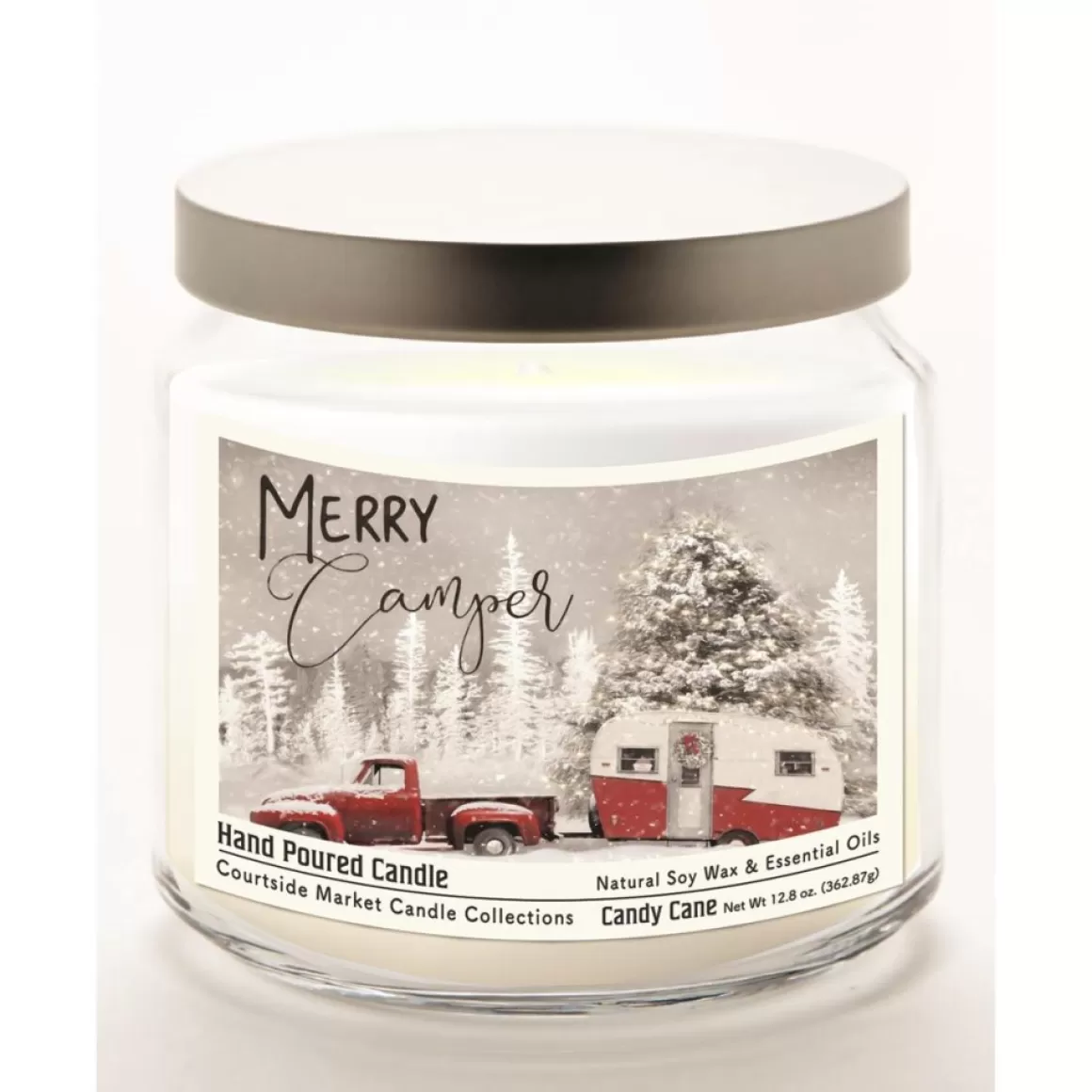 Courtside Market Merry Camper Infused Soy Candle In Glass Jar With Lid