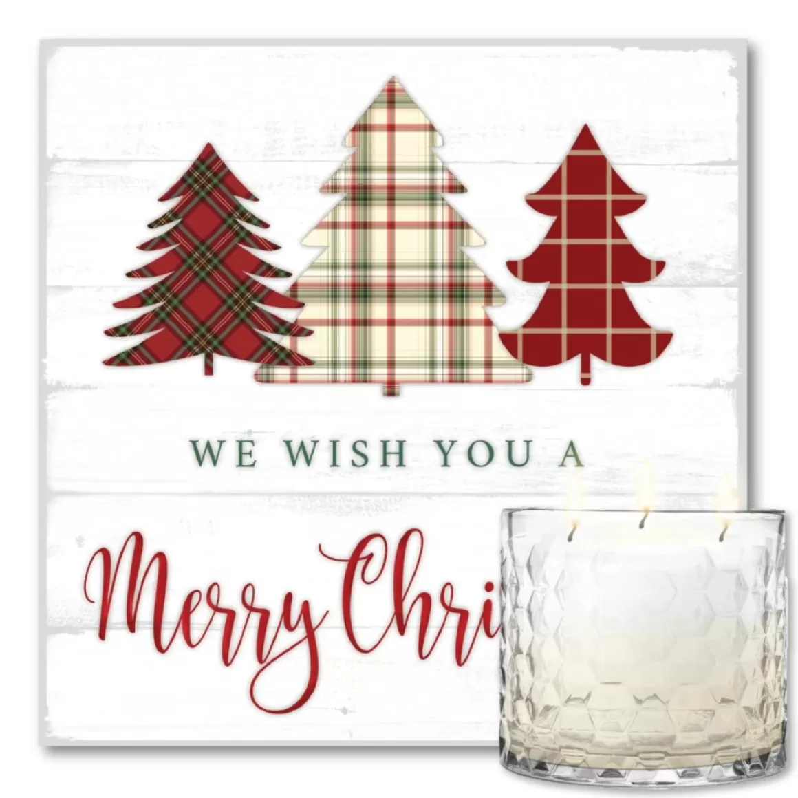 Courtside Market Merry Christmas Artboard & 13.5 Oz. 3-Wick Candle