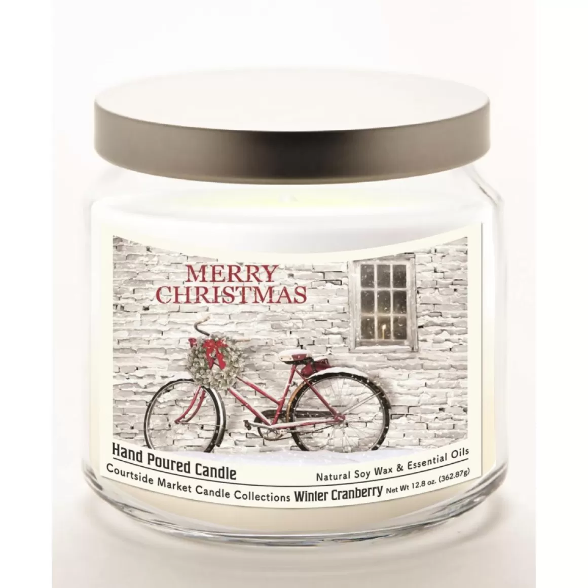 Courtside Market Merry Christmas Infused Soy Candle In Jar With Lid