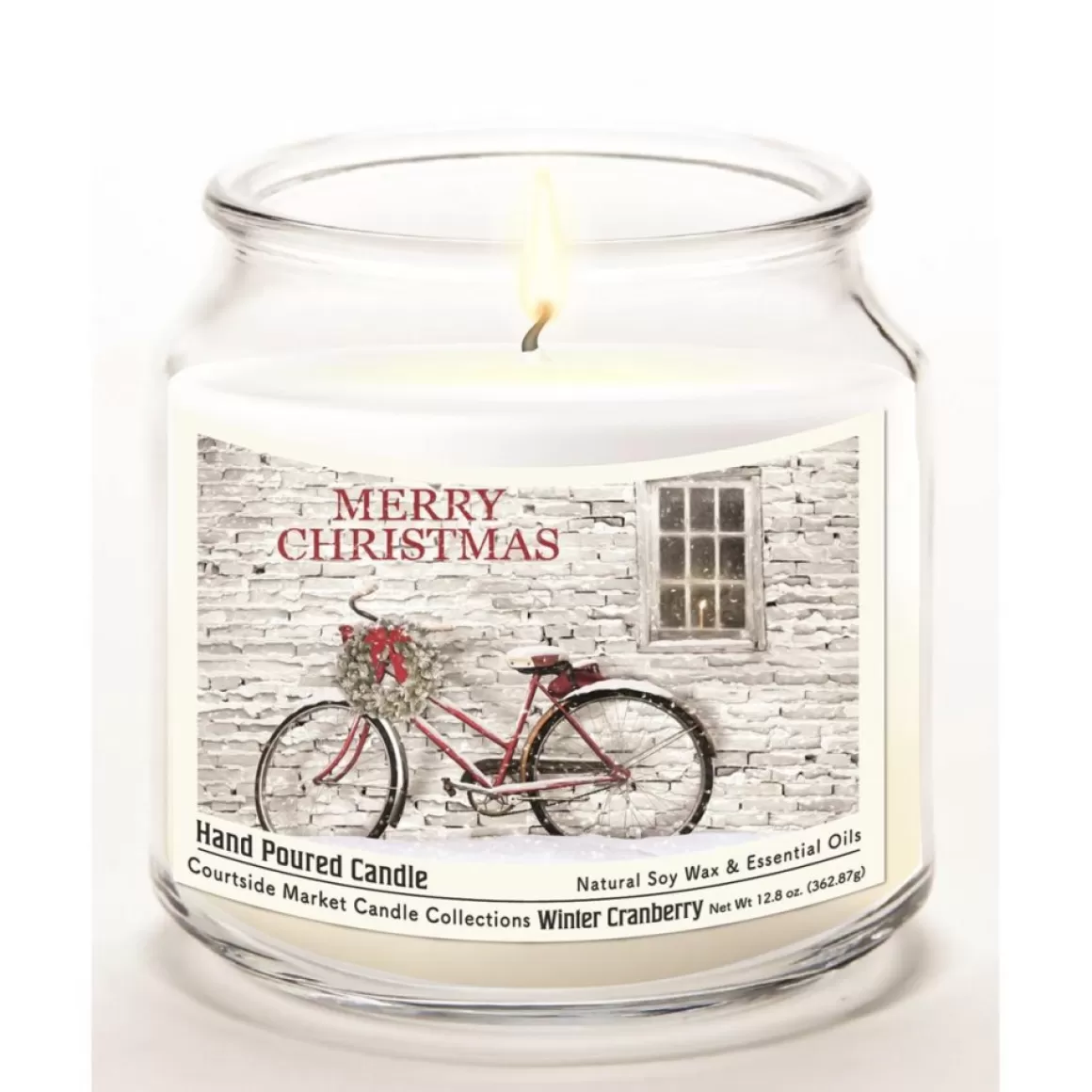 Courtside Market Merry Christmas Infused Soy Candle In Jar With Lid