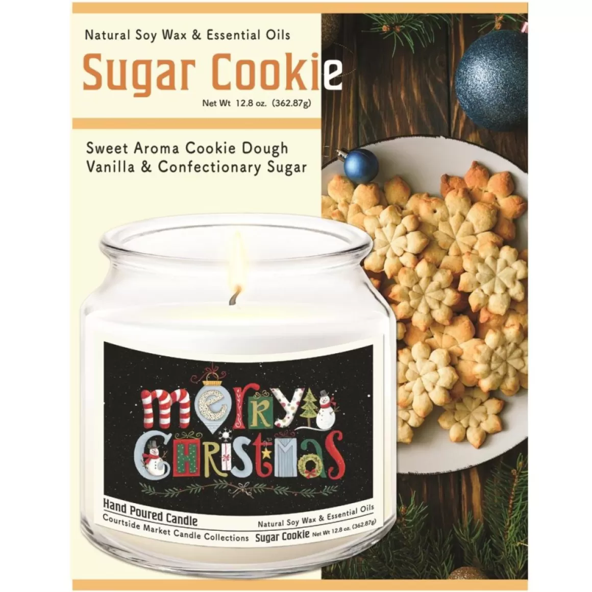 Courtside Market Merry Christmas Infused Wax Candle With Silver Lid