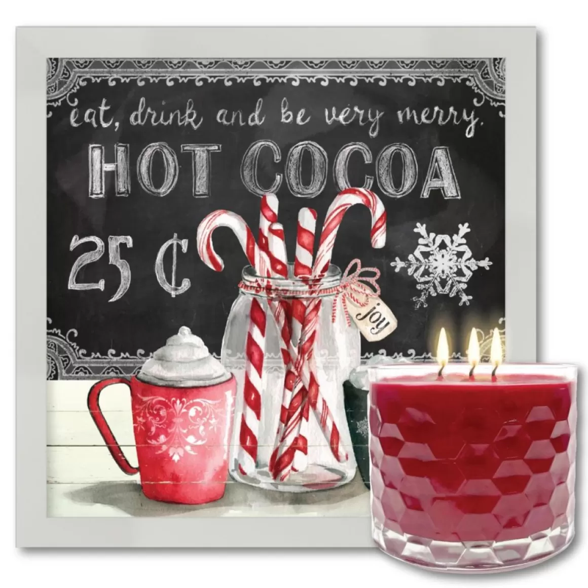 Courtside Market Peppermint Cocoa Artboard & 13.5 Oz. 3-Wick Candle
